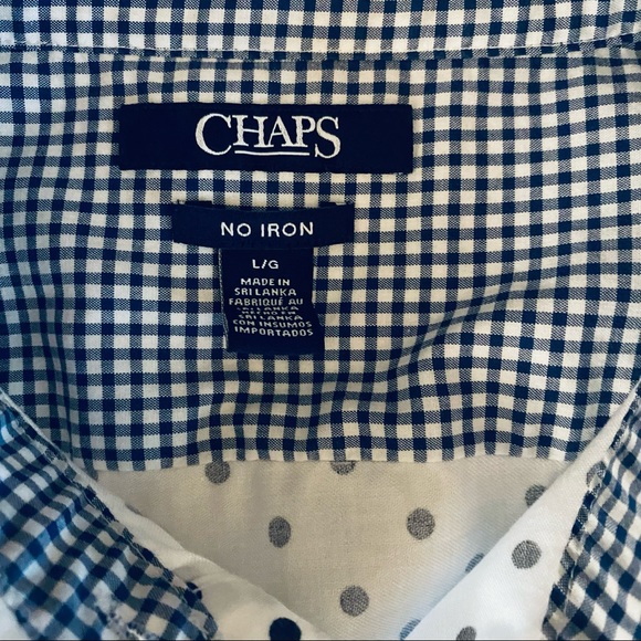 Chaps Black and white Polka Dot Button Down Blouse Large - Picture 4 of 7